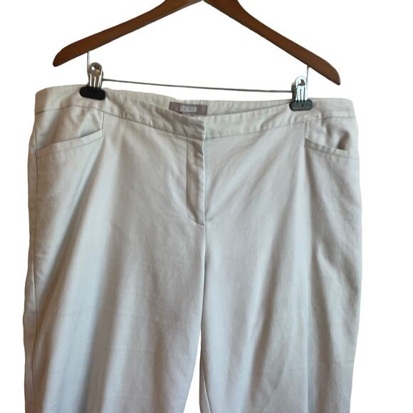 Chicos Women Cropped Cotton Pants XL Cream Straight Leg Coastal Comfort Neutral - Picture 10 of 10